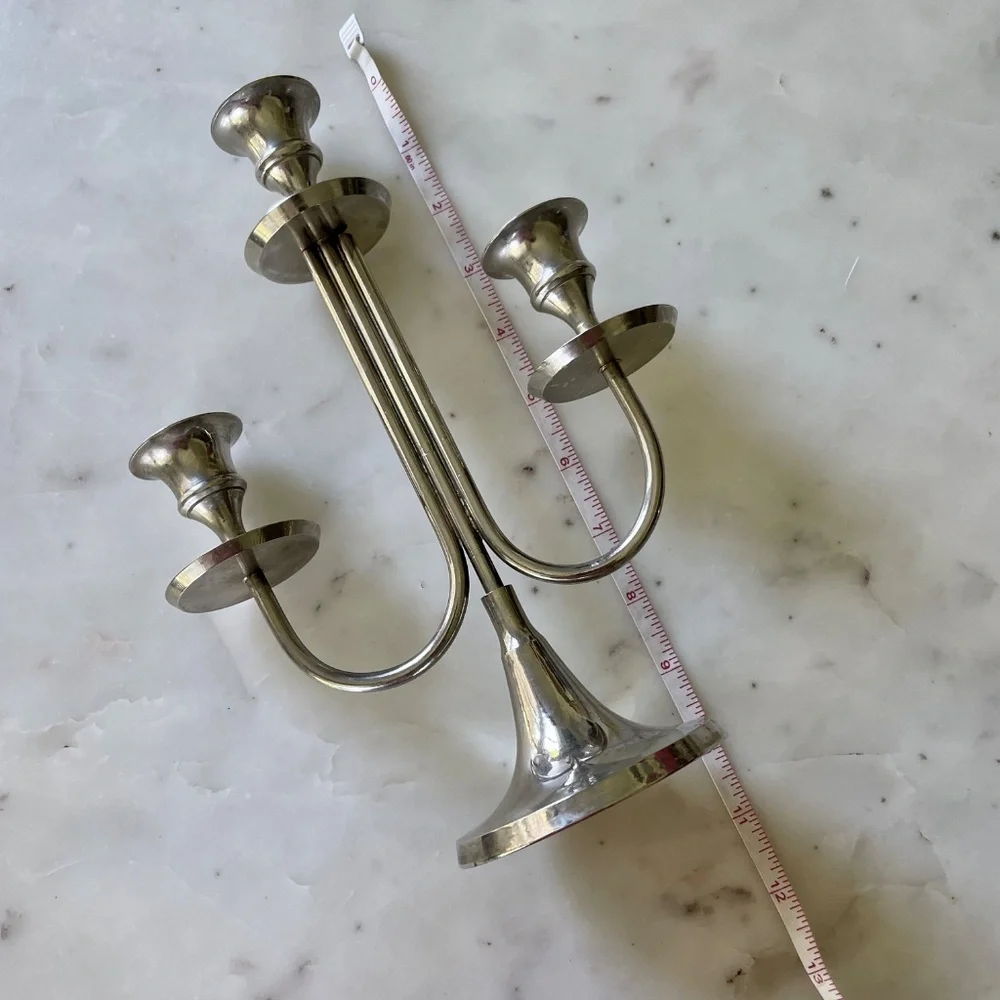 Silver Vintage Mid Century Style Candelabra, Candle Holder